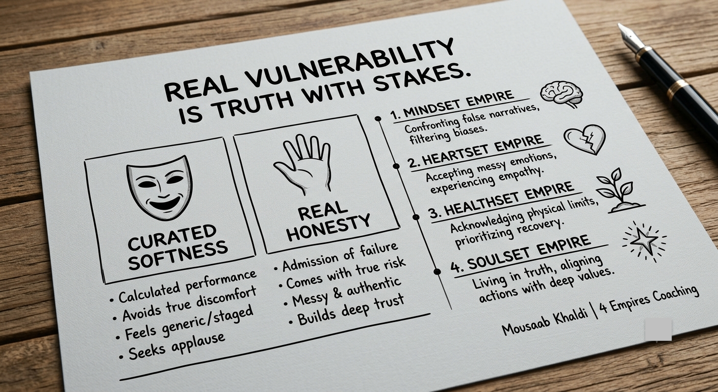 Leadership coaching and change sketch about real vulnerability, truth, and trust
