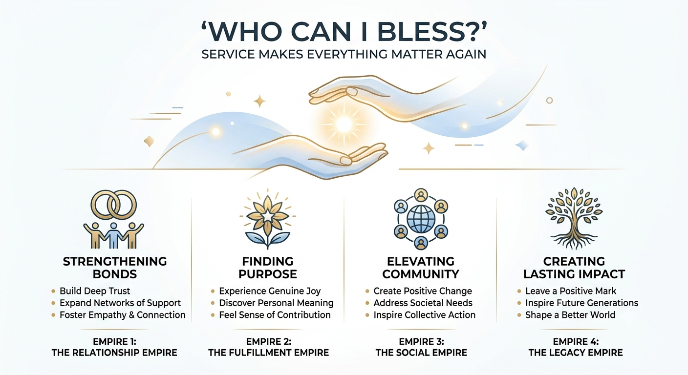 Being thankful infographic about service, contribution, and blessing others through meaningful action