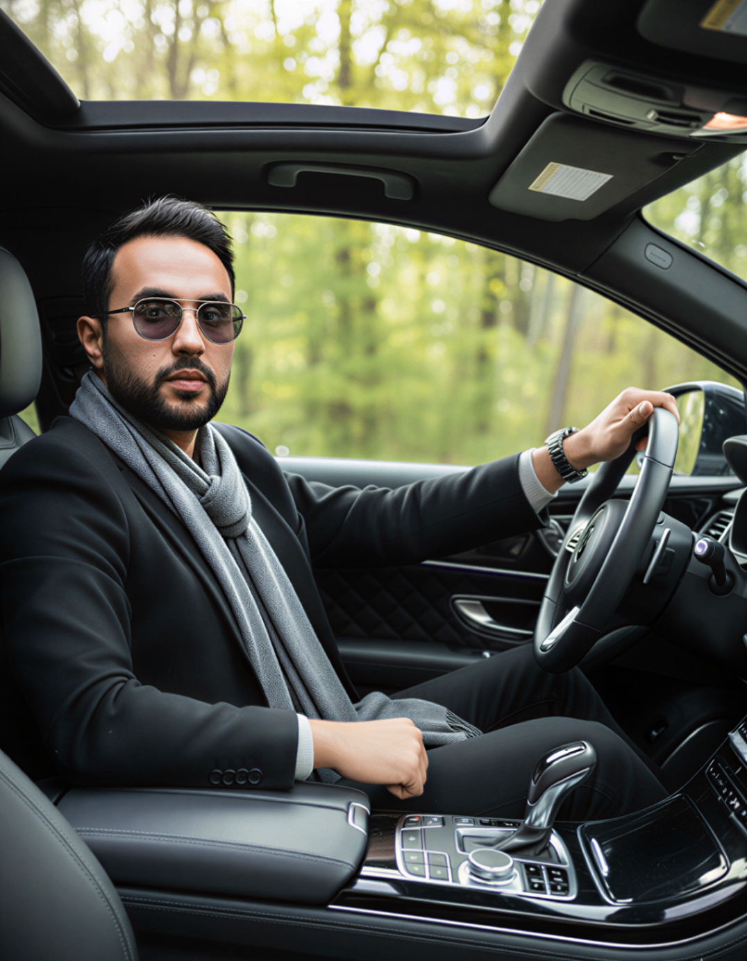 Mousaab Khaldi, life and business coach, driving between coaching engagements