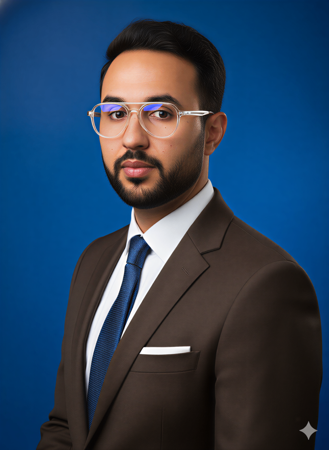 Mousaab Khaldi, confidence coach for leaders, in a formal portrait