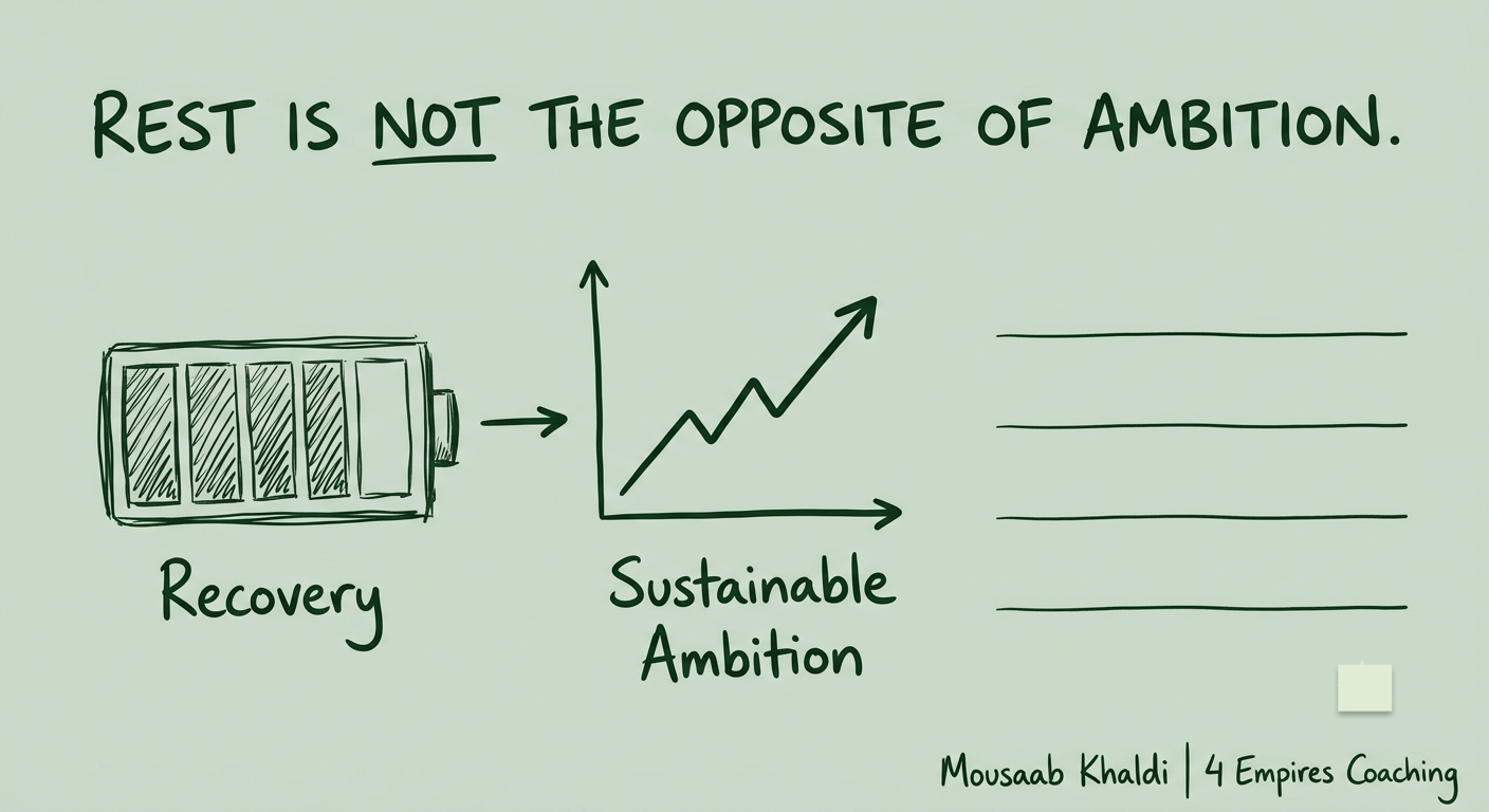 Energy coaching for leaders sketch showing recovery as the foundation of sustainable ambition