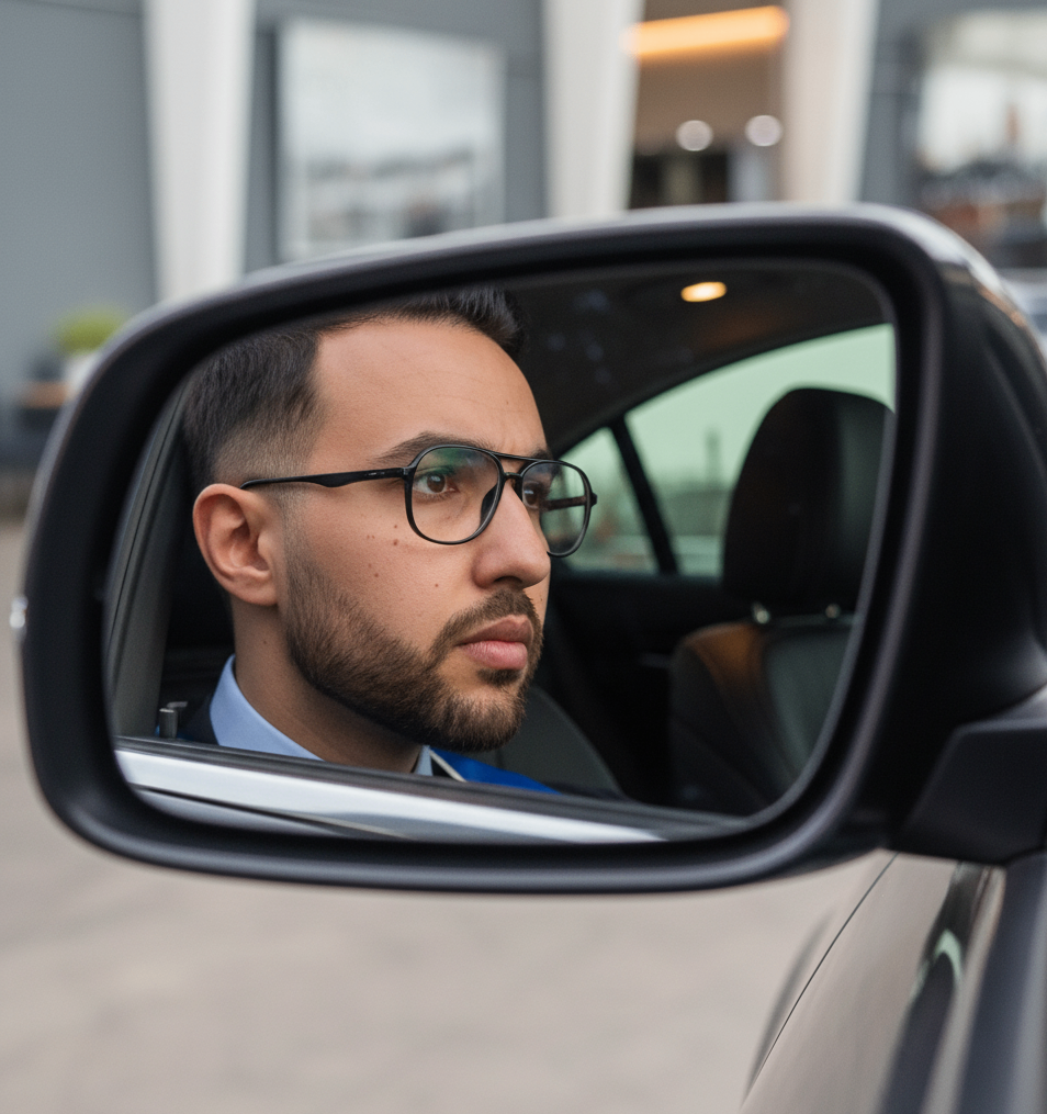 Mousaab Khaldi reflected in a mirror, illustrating how to find myself again after external success