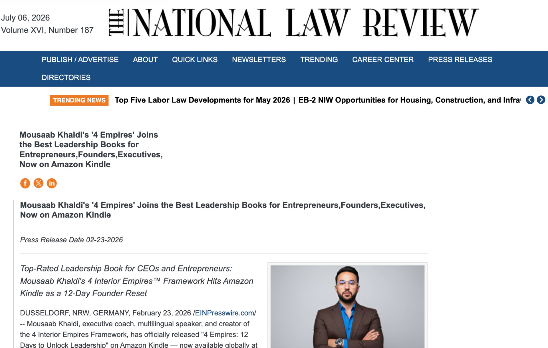 The National Law Review feature on Mousaab Khaldi